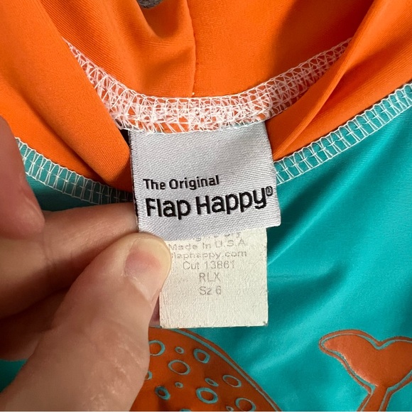 Boys The Original Flap Happy Blue/Orange Rashguard - Picture 3 of 5